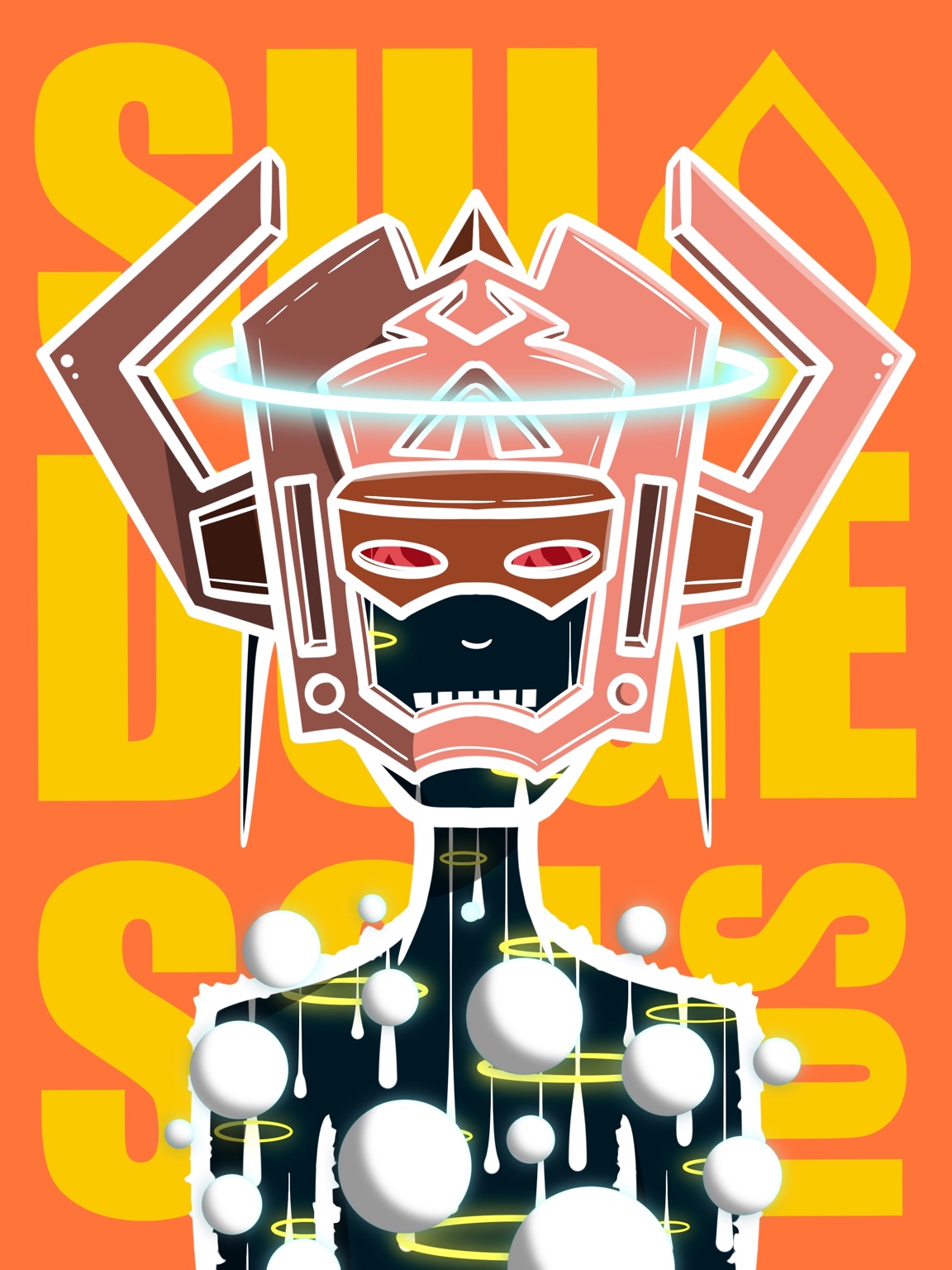 Crowned cosmic miner with glowing rings